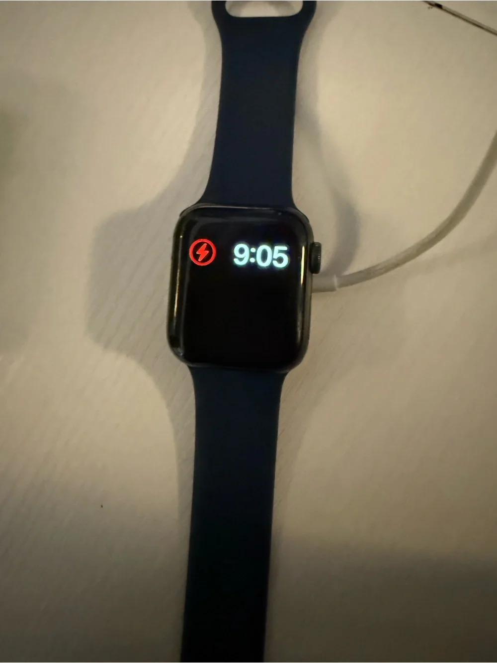 Apple Watch with Navy Blue Silicone Band